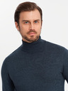 Ombre Clothing Moški pleten roloz z viskozo - temno modra V4 OM-SWTN-0127 Ombre Clothing
