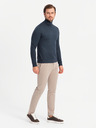 Ombre Clothing Moški pleten roloz z viskozo - temno modra V4 OM-SWTN-0127 Ombre Clothing