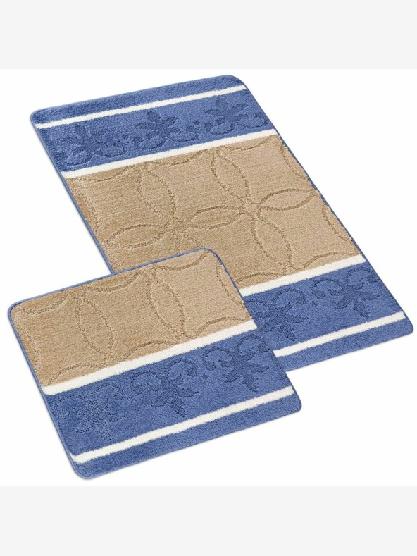 Bellatex Kopalniška in straniščna preproga ornament modra in bež Bellatex