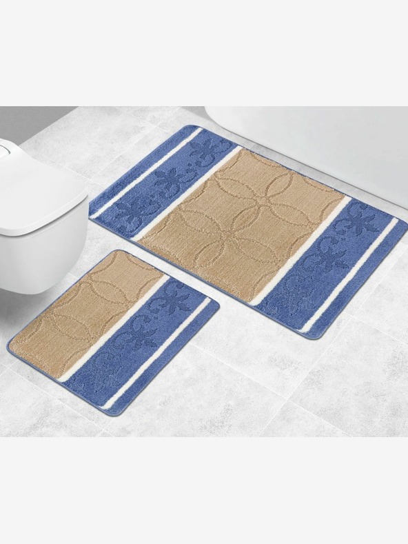 Bellatex Kopalniška in straniščna preproga ornament modra in bež Bellatex