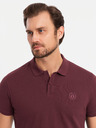 Ombre Clothing Moška bombažna polo majica BASIC - bela/burundija/temno modra V4 OM-POBS-0133 Ombre Clothing