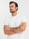 Ombre Clothing Moška bombažna polo majica BASIC - bela/bela/svetlo rjava V6 OM-POBS-0133 Ombre Clothing