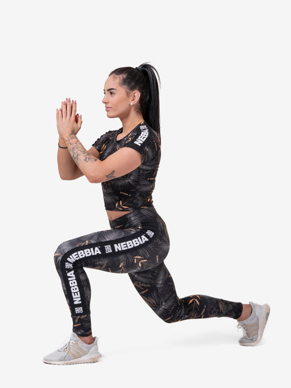 Nebbia Črna ženska majica z vzorčastim krojem Nebbia