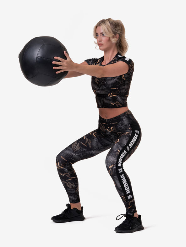 Nebbia Črna ženska majica z vzorčastim krojem Nebbia