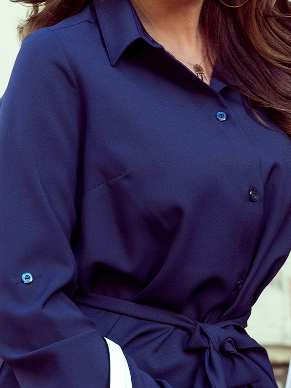 numoco Srajčna obleka z gumbi - temno modra Numoco