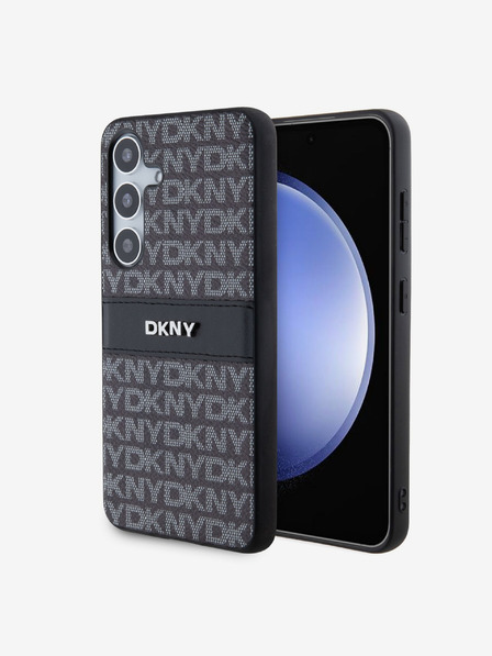 DKNY PC/TPU ponavljajoči se vzorec s črto in trakom hrbtni ovitek za Samsung Galaxy S24 Black DKNY