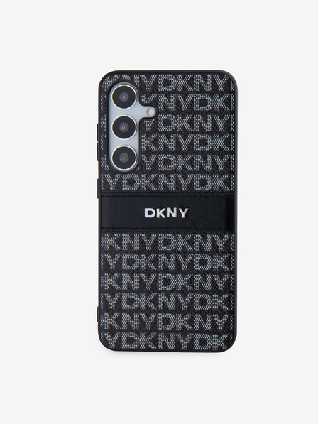 DKNY PC/TPU ponavljajoči se vzorec s črto in trakom hrbtni ovitek za Samsung Galaxy S24 Black DKNY