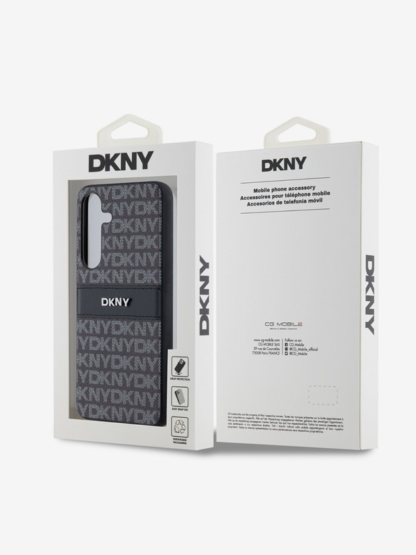DKNY PC/TPU ponavljajoči se vzorec s črto in trakom hrbtni ovitek za Samsung Galaxy S24 Black DKNY