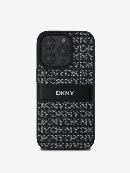 DKNY DKNY PU usnje s ponavljajočim se vzorcem in črto za iPhone 16 Pro Max Black Black