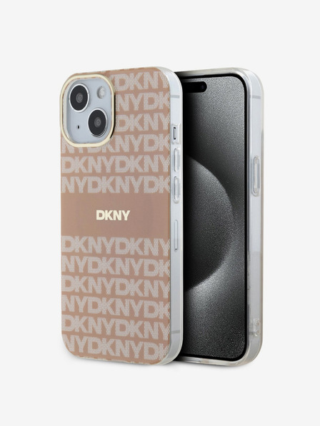 DKNY PC/TPU Repeat Pattern Tonal Stripe Magsafe Back Cover za iPhone 15 Pink DKNY