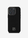 DKNY DKNY PU Leather Stack Logo Magsafe hrbtni ovitek za iPhone 16 Pro črn