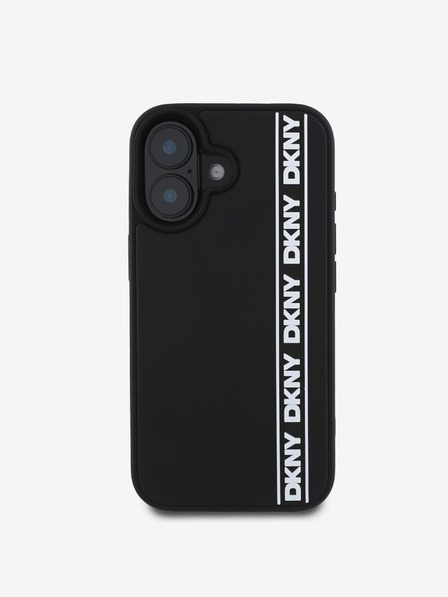 DKNY DKNY 3D gumijast hrbtni ovitek s ponavljajočim se logotipom črte za iPhone 16 črn