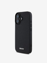 DKNY DKNY PU usnje s srebrnim kovinskim logotipom Magsafe hrbtni ovitek za iPhone 16 Plus Black