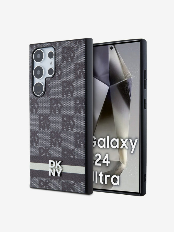 DKNY DKNY PU usnje s kvačkanim vzorcem in črto na hrbtni strani za Samsung Galaxy S24 Ultra Black Black