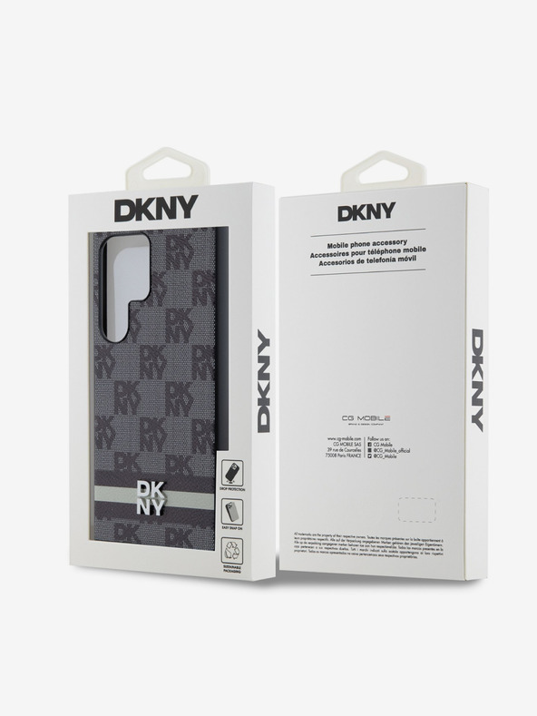 DKNY DKNY PU usnje s kvačkanim vzorcem in črto na hrbtni strani za Samsung Galaxy S24 Ultra Black Black