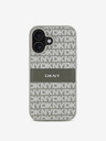 DKNY DKNY PU usnje s ponavljajočim se vzorcem s tonskimi črtami Zadnji ovitek za iPhone 16 Bež