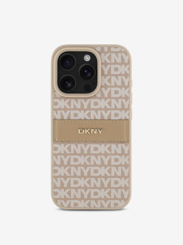 DKNY DKNY PU usnje s ponavljajočim se vzorcem in črto za iPhone 16 Pro Max Roza