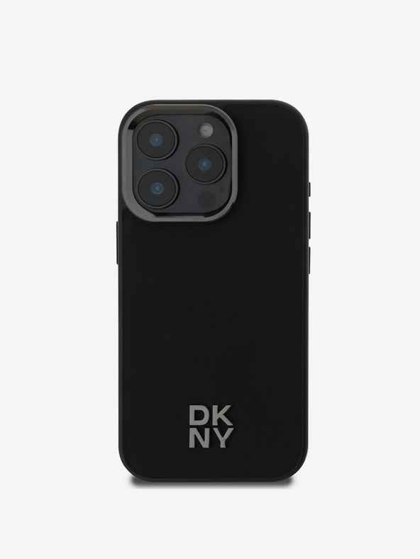 DKNY DKNY PU usnje Stack Logo Magsafe hrbtni ovitek za iPhone 16 Pro Max črn