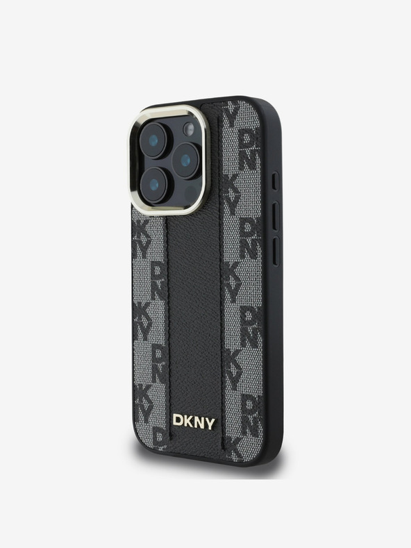 DKNY DKNY PU usnje Checkered Pattern Magsafe Back Cover za iPhone 16 Pro Max Black