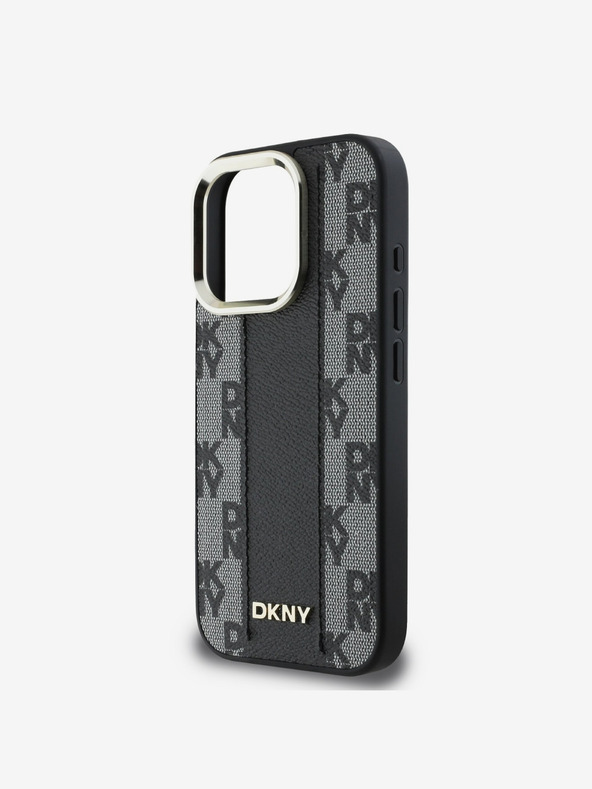DKNY DKNY PU usnje Checkered Pattern Magsafe Back Cover za iPhone 16 Pro Max Black