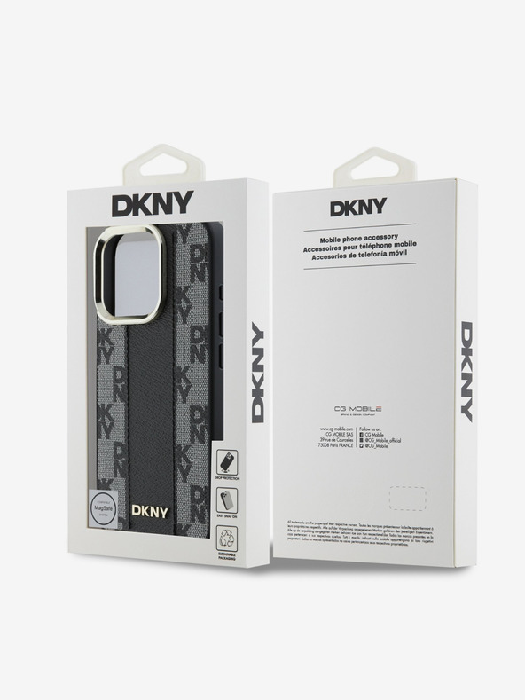DKNY DKNY PU usnje Checkered Pattern Magsafe Back Cover za iPhone 16 Pro Max Black
