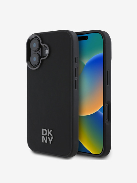 DKNY DKNY PU usnje z logotipom Magsafe hrbtni ovitek za iPhone 16 črn