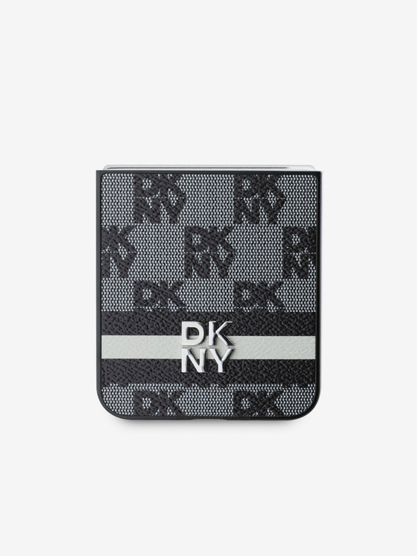 DKNY DKNY PU usnje s kvačkanim vzorcem in črto za hrbtni ovitek za Samsung Galaxy Z Flip 6 Black Black