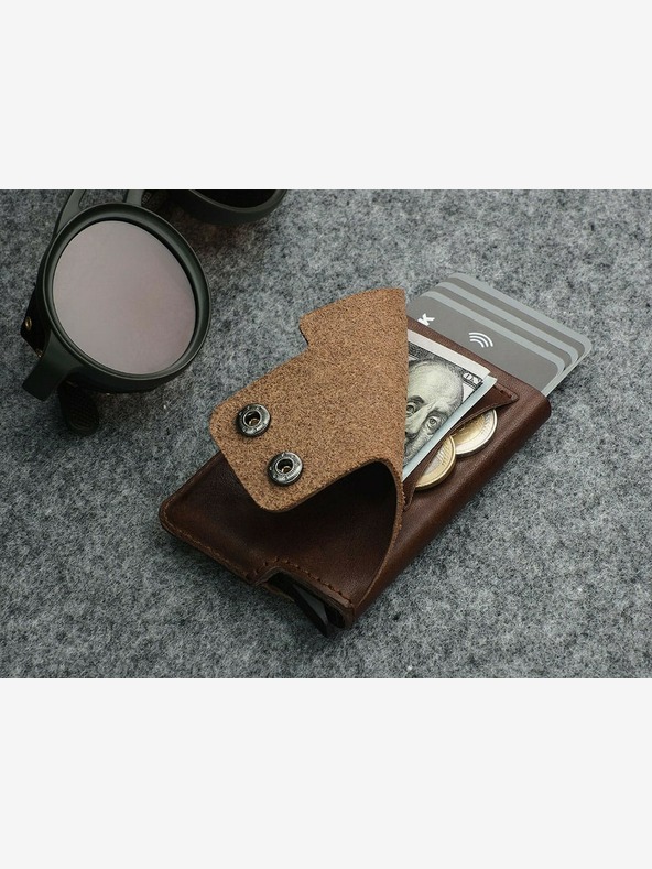 Pularys Pularys moška usnjena denarnica Funky rjava