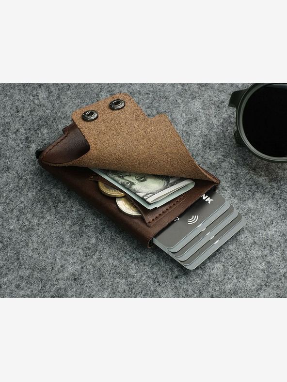 Pularys Pularys moška usnjena denarnica Funky rjava