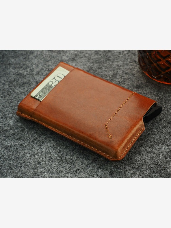 Pularys Pularys Moška usnjena denarnica Gobi svetlo rjava