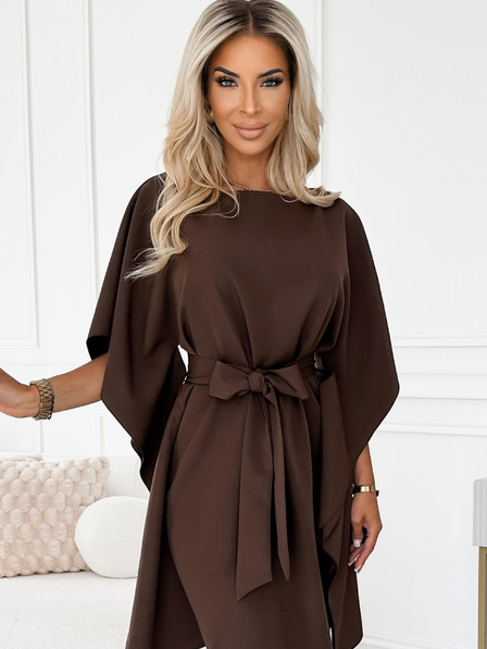 numoco Numoco SOFIA metuljasta obleka z zavezovanjem v pasu