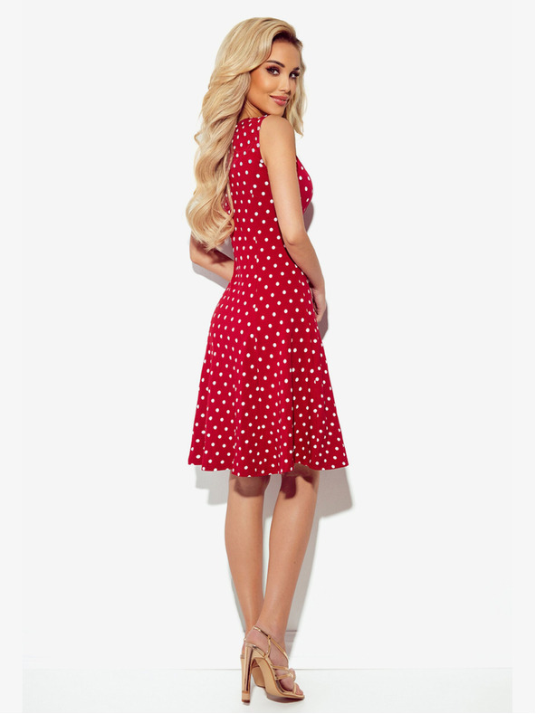 numoco Obleka z izrezom - bordo barva s pikami Numoco STELLA