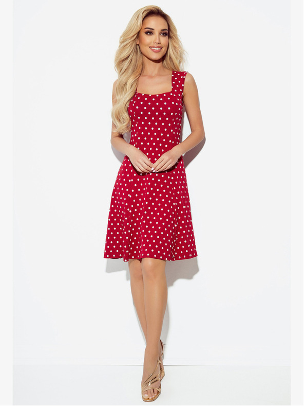 numoco Obleka z izrezom - bordo barva s pikami Numoco STELLA