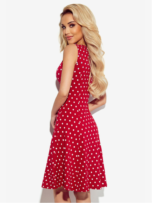 numoco Obleka z izrezom - bordo barva s pikami Numoco STELLA