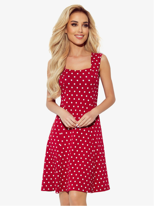 numoco Obleka z izrezom - bordo barva s pikami Numoco STELLA