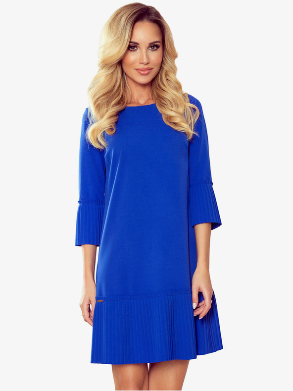 numoco Plisirana udobna obleka - modra Numoco LUCY