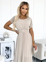 numoco Plisirana midi obleka s širokim pasom - bež Numoco MIA
