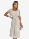 numoco Plisirana midi obleka s širokim pasom - bež Numoco MIA