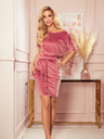 numoco Žametna obleka s kratkimi rokavi - umazano rožnata Numoco CASSIE