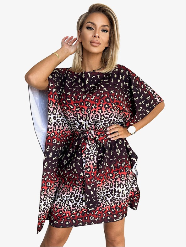 numoco Numoco SOFIA metuljasta obleka z zavezovanjem v pasu