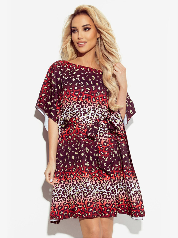 numoco Numoco SOFIA metuljasta obleka z zavezovanjem v pasu