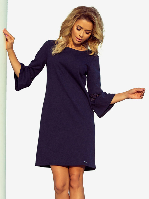 numoco Obleka s čipkastimi rokavi - temno modra Numoco MARGARET