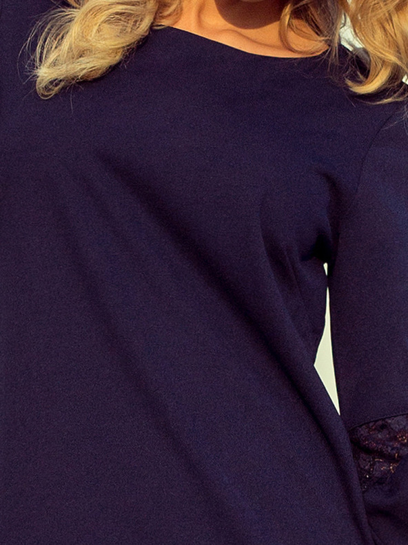 numoco Obleka s čipkastimi rokavi - temno modra Numoco MARGARET