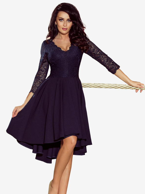 numoco Ekskluzivna obleka s čipko - temno modra Numoco NICOLLE