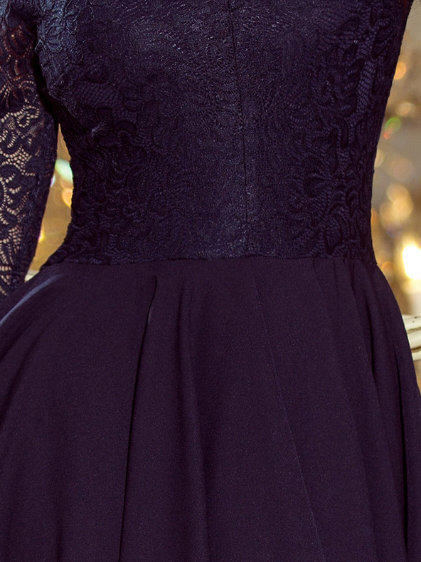 numoco Ekskluzivna obleka s čipko - temno modra Numoco NICOLLE