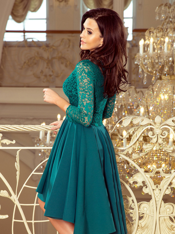 numoco Ekskluzivna obleka s čipko - zelena Numoco NICOLLE