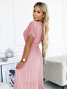 numoco Plisirana midi obleka s širokim pasom - umazano rožnata Numoco MIA