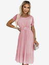 numoco Plisirana midi obleka s širokim pasom - umazano rožnata Numoco MIA
