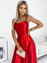 numoco Satenska dolga obleka z izrezom na hrbtu - rdeča Numoco PERLA