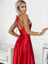 numoco Satenska dolga obleka z izrezom na hrbtu - rdeča Numoco PERLA